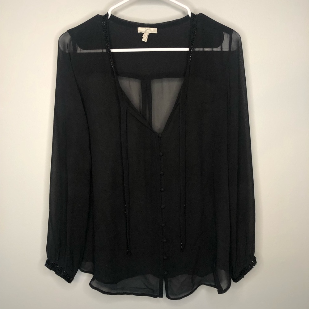 Joie Silk Sheer Black Top